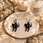 Charm de Plata con Gato Negro de los 80